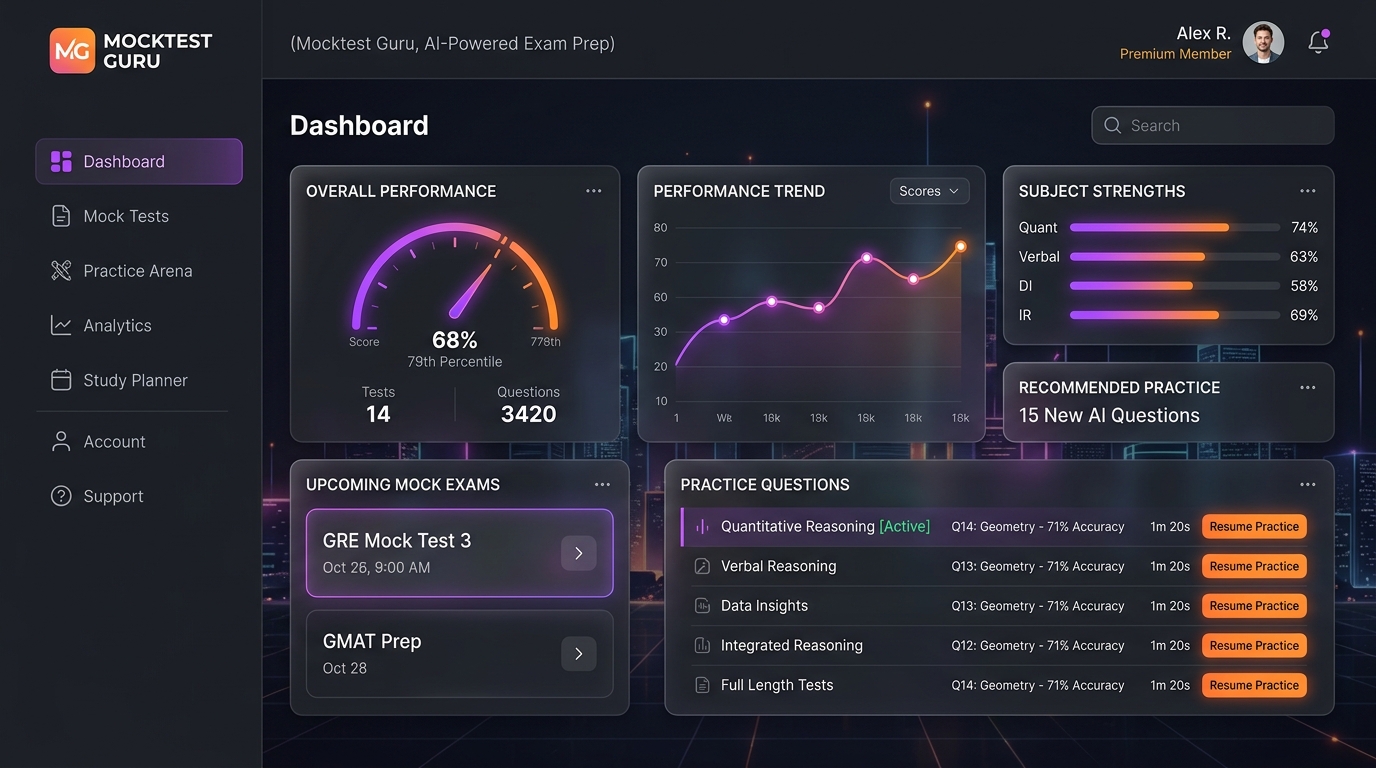 Mocktest Guru Dashboard Preview